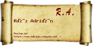 Réz Adrián névjegykártya