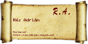 Réz Adrián névjegykártya